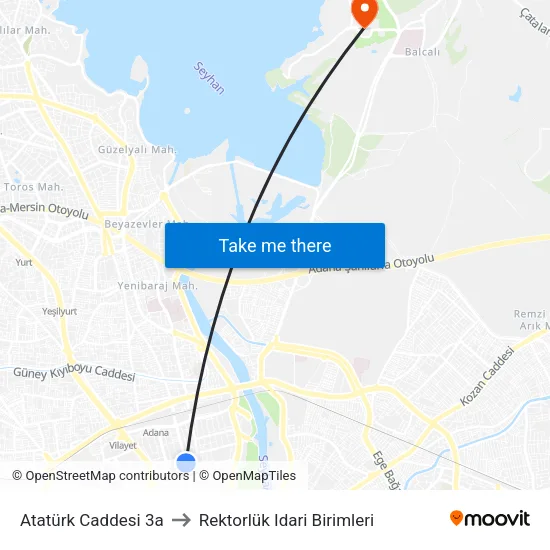 Atatürk Caddesi 3a to Rektorlük Idari Birimleri map