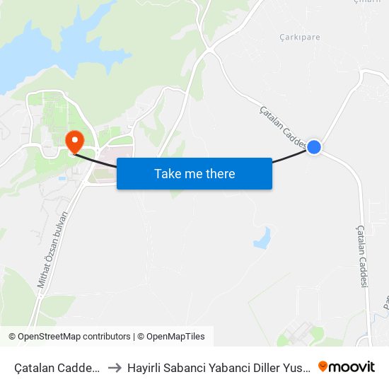 Çatalan Caddesi 6a to Hayirli Sabanci Yabanci Diller Yusekokulu map