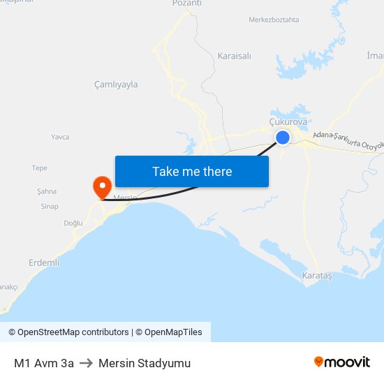 M1 Avm 3a to Mersin Stadyumu map