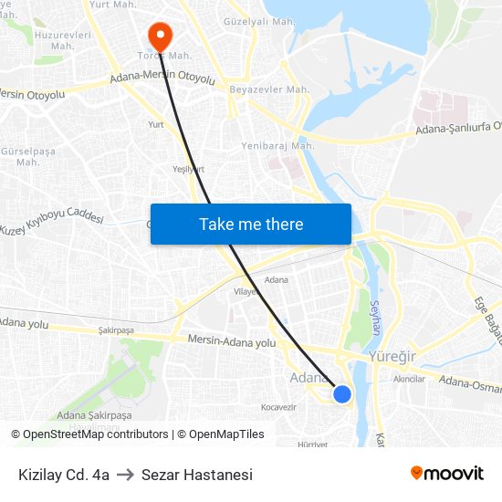 Kizilay Cd. 4a to Sezar Hastanesi map