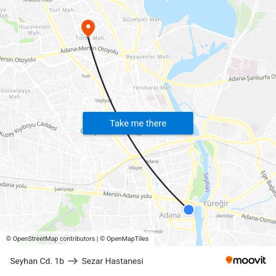Seyhan Cd. 1b to Sezar Hastanesi map