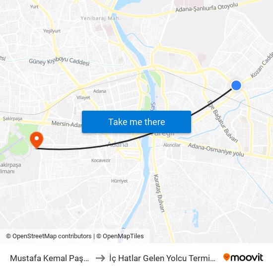 Mustafa Kemal Paşa 1 to İç Hatlar Gelen Yolcu Terminali map