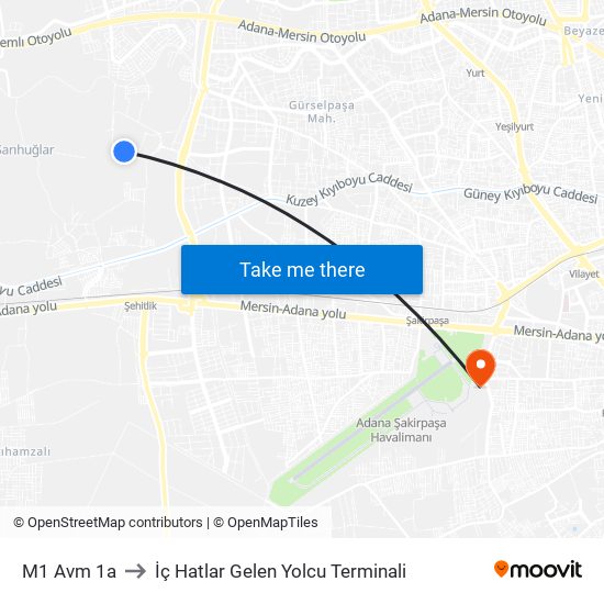 M1 Avm 1a to İç Hatlar Gelen Yolcu Terminali map