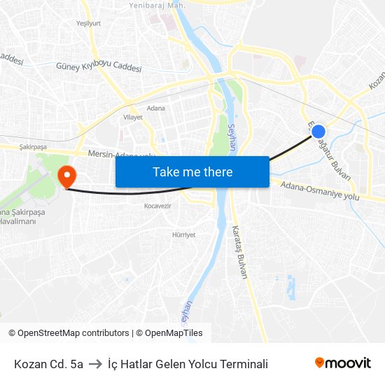 Kozan Cd. 5a to İç Hatlar Gelen Yolcu Terminali map