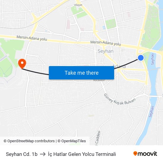 Seyhan Cd. 1b to İç Hatlar Gelen Yolcu Terminali map