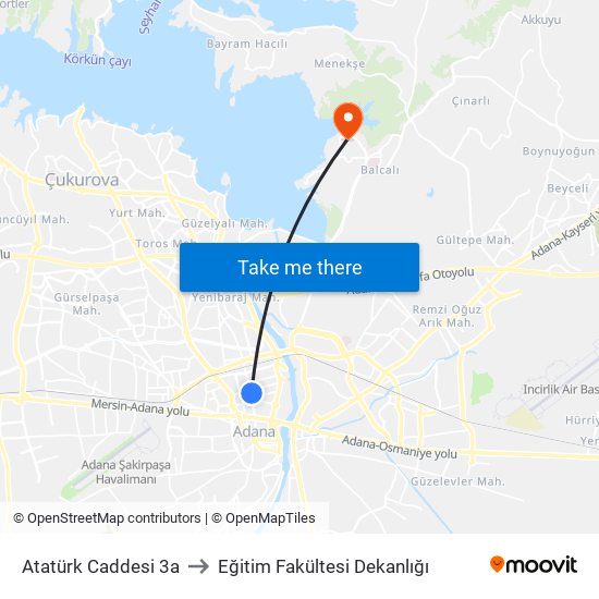 Atatürk Caddesi 3a to Eğitim Fakültesi Dekanlığı map