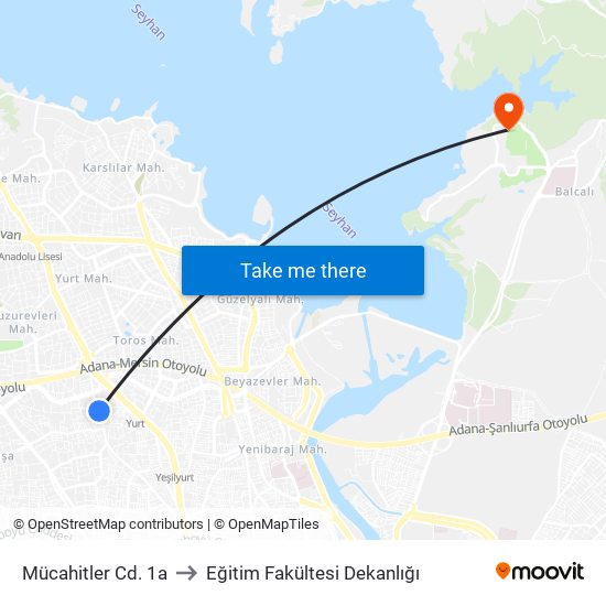 Mücahitler Cd. 1a to Eğitim Fakültesi Dekanlığı map