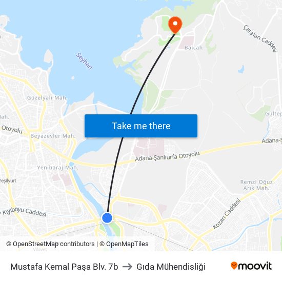 Mustafa Kemal Paşa Blv. 7b to Gıda Mühendisliği map