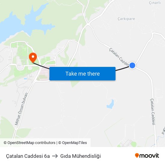 Çatalan Caddesi 6a to Gıda Mühendisliği map