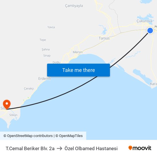 T.Cemal Beriker Blv. 2a to Özel Olbamed Hastanesi map