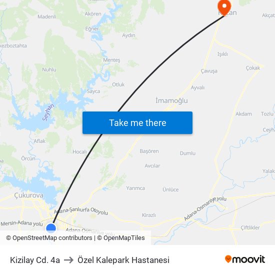 Kizilay Cd. 4a to Özel Kalepark Hastanesi map