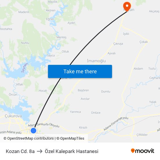 Kozan Cd. 8a to Özel Kalepark Hastanesi map