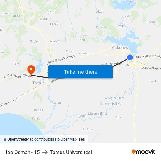 İbo Osman - 15 to Tarsus Üniversitesi map