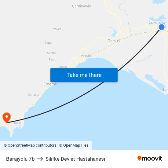 Barajyolu 7b to Silifke Devlet Hastahanesi map