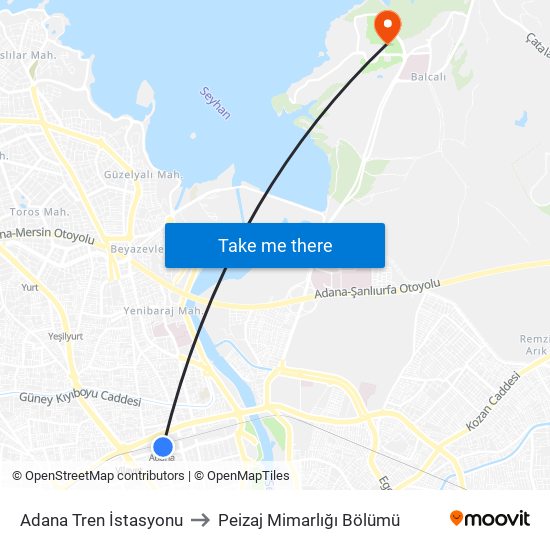 Adana Tren İstasyonu to Peizaj Mimarlığı Bölümü map