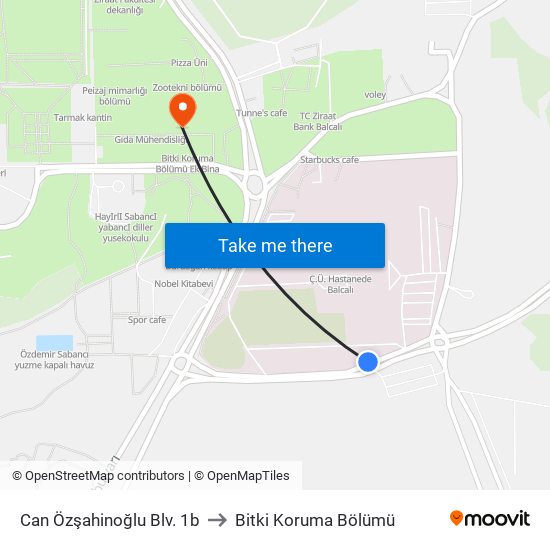 Can Özşahinoğlu Blv. 1b to Bitki Koruma Bölümü map
