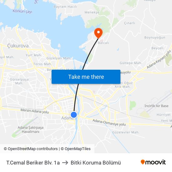 T.Cemal Beriker Blv. 1a to Bitki Koruma Bölümü map