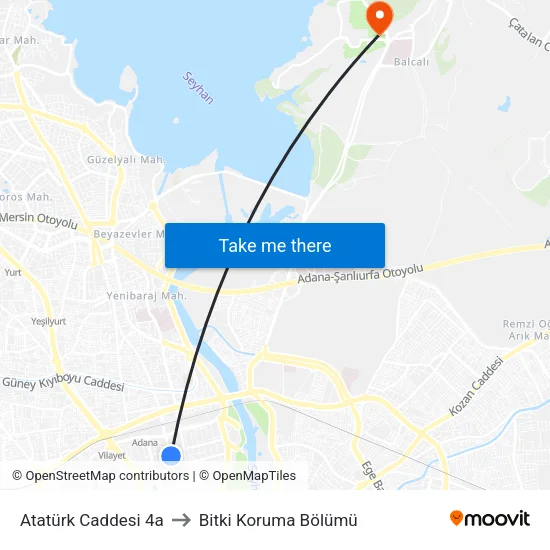 Atatürk Caddesi 4a to Bitki Koruma Bölümü map