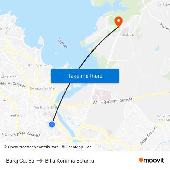 Baraj Cd. 3a to Bitki Koruma Bölümü map