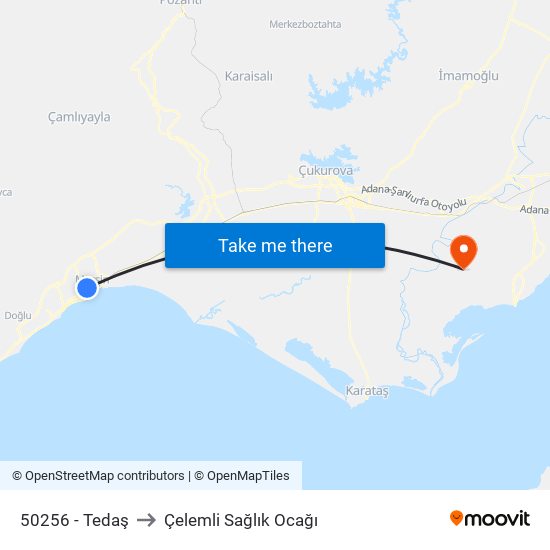 50256 - Tedaş to Çelemli Sağlık Ocağı map