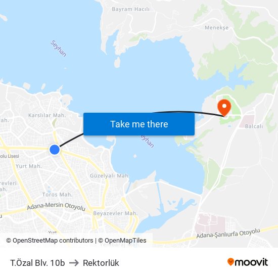 T.Özal Blv. 10b to Rektorlük map