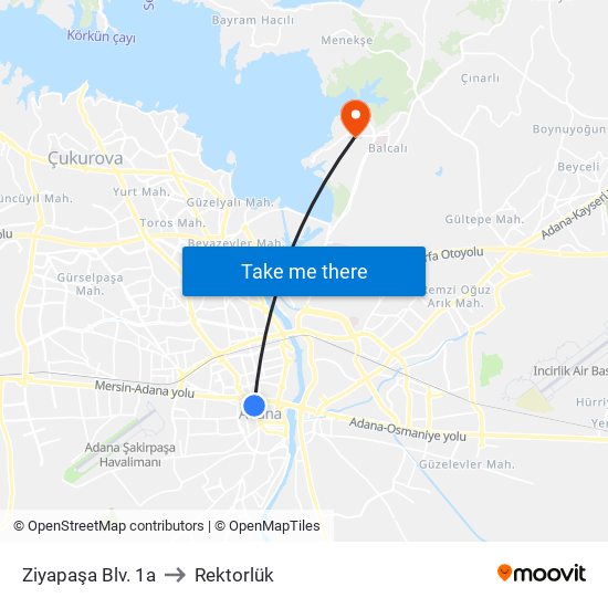 Ziyapaşa Blv. 1a to Rektorlük map