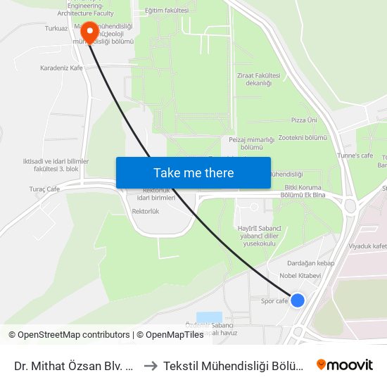 Dr. Mithat Özsan Blv. 9b to Tekstil Mühendisliği Bölümü map