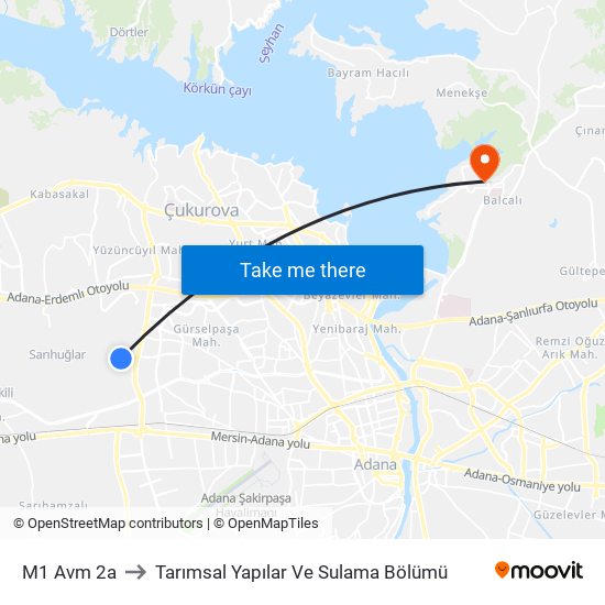 M1 Avm 2a to Tarımsal Yapılar Ve Sulama Bölümü map