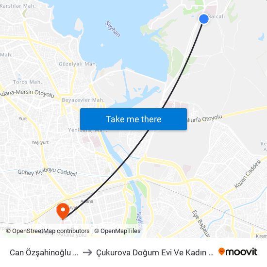 Can Özşahinoğlu Blv. 1a to Çukurova Doğum Evi Ve Kadın Hastanesi map