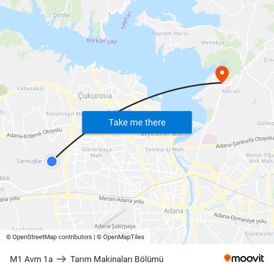 M1 Avm 1a to Tarım Makinaları Bölümü map