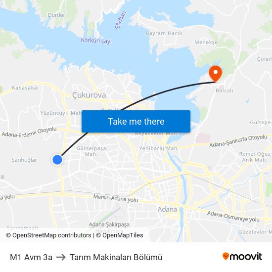 M1 Avm 3a to Tarım Makinaları Bölümü map