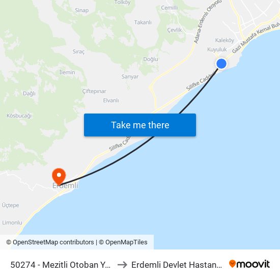 50274 - Mezitli Otoban Yolu to Erdemli Devlet Hastanesi map