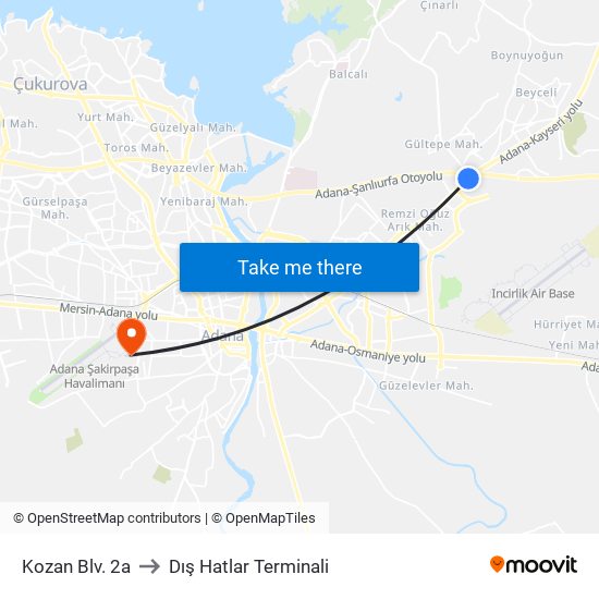 Kozan Blv. 2a to Dış Hatlar Terminali map