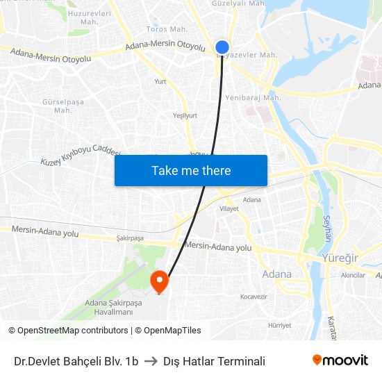 Dr.Devlet Bahçeli Blv. 1b to Dış Hatlar Terminali map
