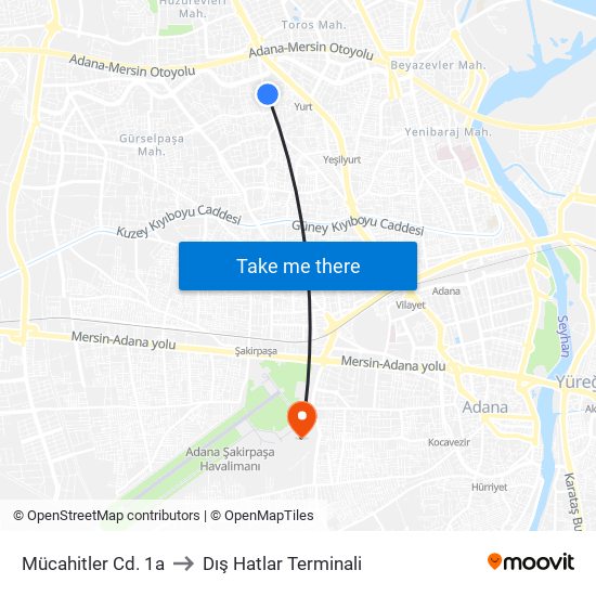 Mücahitler Cd. 1a to Dış Hatlar Terminali map