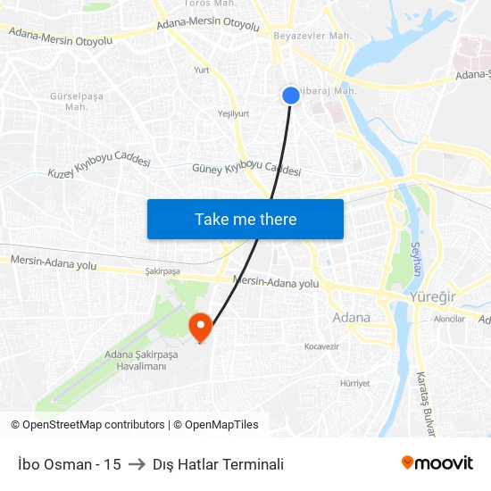 İbo Osman - 15 to Dış Hatlar Terminali map