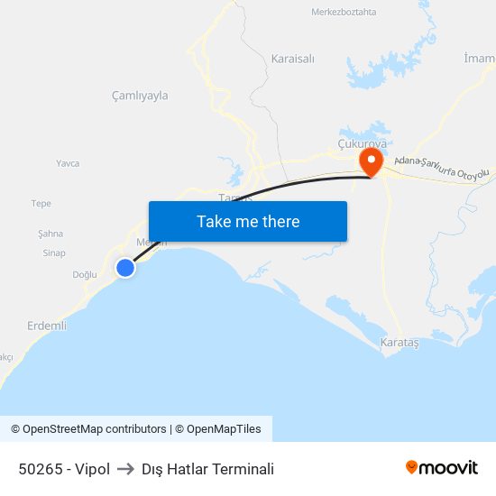50265 - Vipol to Dış Hatlar Terminali map