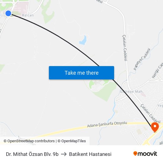 Dr. Mithat Özsan Blv. 9b to Batikent Hastanesi map