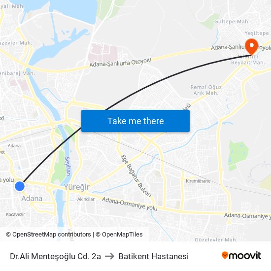 Dr.Ali Menteşoğlu Cd. 2a to Batikent Hastanesi map