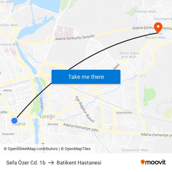 Sefa Özer Cd. 1b to Batikent Hastanesi map