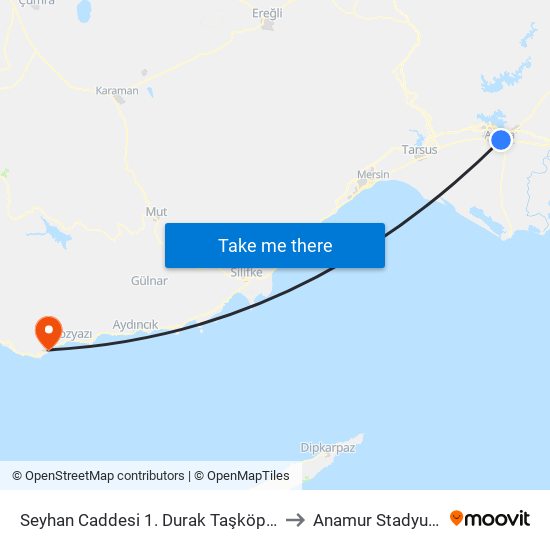 Seyhan Caddesi 1. Durak Taşköprü to Anamur Stadyum map