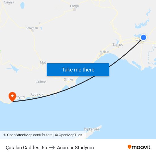 Çatalan Caddesi 6a to Anamur Stadyum map