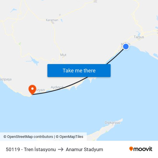 50119 - Tren İstasyonu to Anamur Stadyum map