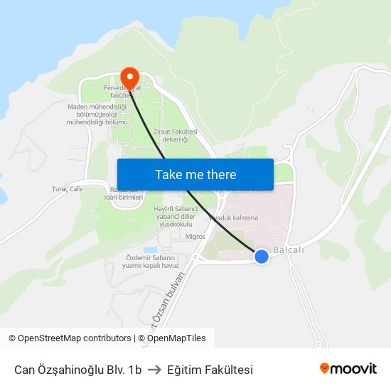 Can Özşahinoğlu Blv. 1b to Eğitim Fakültesi map