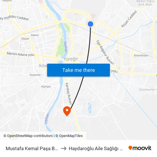 Mustafa Kemal Paşa Blv. 11b to Haydaroğlu Aile Sağlığı Merkezi map