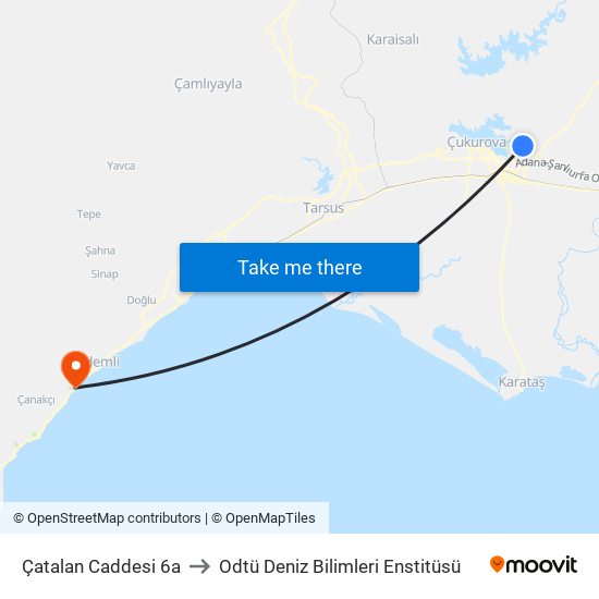 Çatalan Caddesi 6a to Odtü Deniz Bilimleri Enstitüsü map