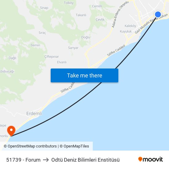 51739 - Forum to Odtü Deniz Bilimleri Enstitüsü map