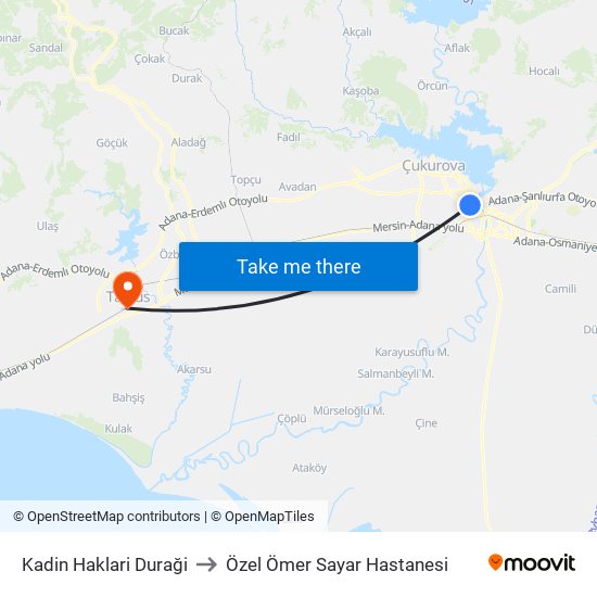 Kadin Haklari Duraği to Özel Ömer Sayar Hastanesi map