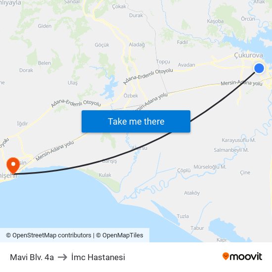 Mavi Blv. 4a to İmc Hastanesi map