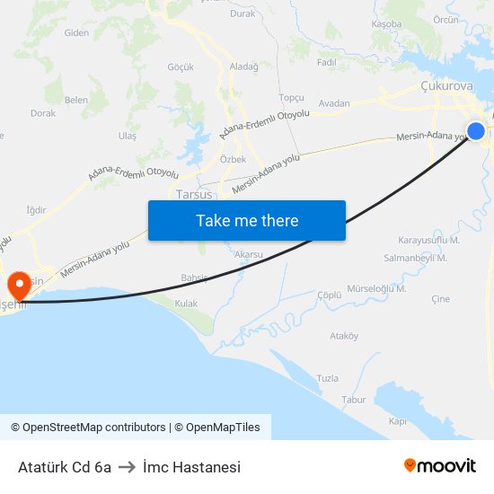 Atatürk Cd 6a to İmc Hastanesi map
